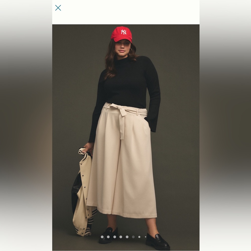Maeve Tie-Waist Culottes color light sand